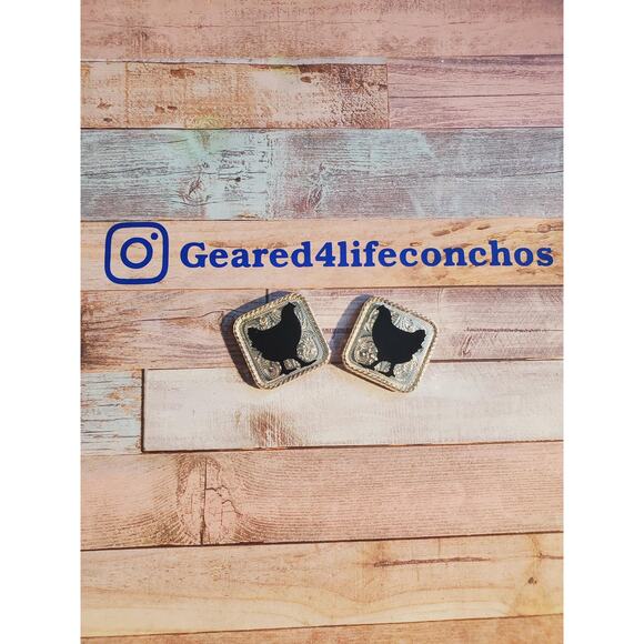 Chicken lover, crazy chicken lady , unique concho, saddle conchos, bridle saddle - Picture 1 of 5